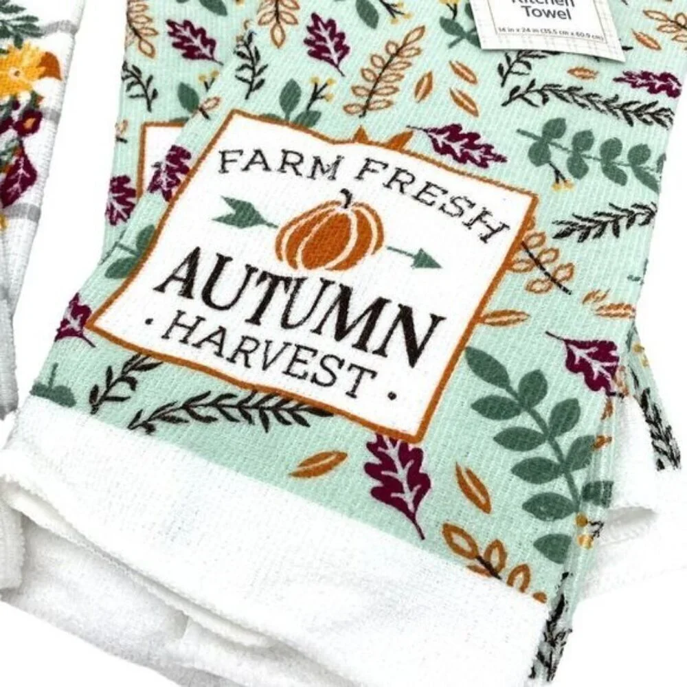 Fall Harvest Home Pumpkin Kitchen Towel Sets New